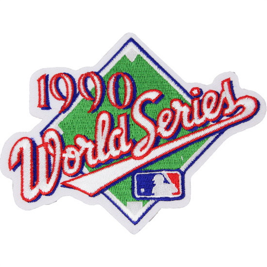 Youth 1990 MLB World Series Logo Jersey Patch Cincinnati Reds vs Oakland Athletics A s Biaog